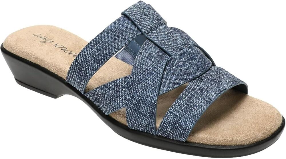 New In Box Easy Street Women's Lakeport Slip-on Slide Sandals Denim Size 6M NIB